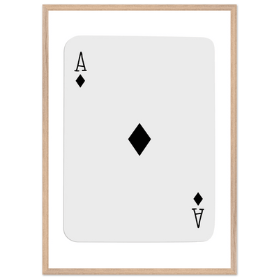 Minimalist Ace of Diamonds Poker Card Art Print - Framed Wall Decor with Eco-Friendly Wood Frame - Vibrantwalls