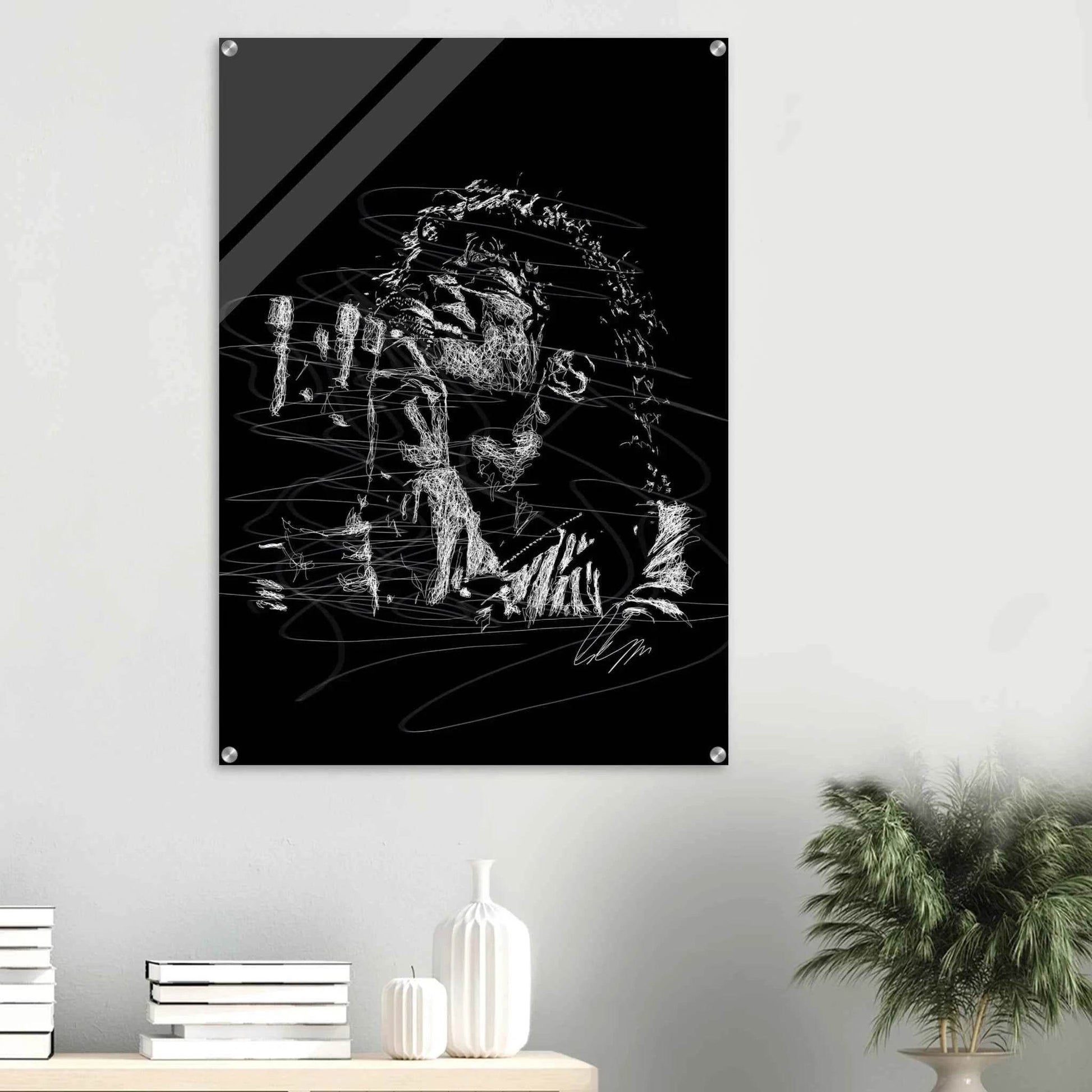 Michael Jackson Acrylic Print - Abstract Black & White Sketch Modern Wall Art in Multiple Sizes - Vibrantwalls