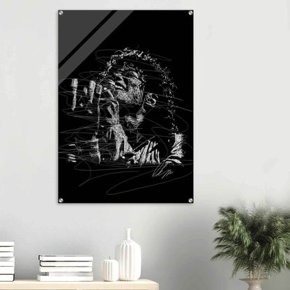 Michael Jackson Acrylic Print - Abstract Black & White Sketch Modern Wall Art in Multiple Sizes - Vibrantwalls