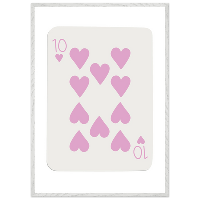 Ten of Hearts Poker Card Print - Soft Pink & Cream Mounted Framed Poster Art, Eco-Friendly Wood Frame - Vibrantwalls