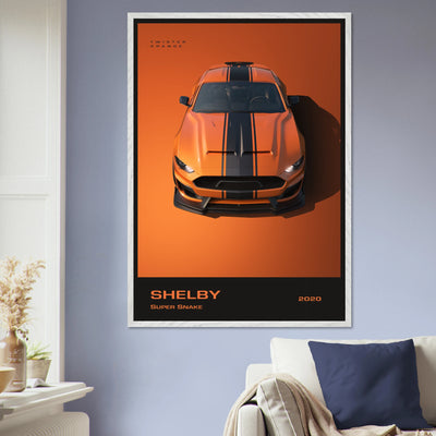 Shelby Super Snake 2020 "Twister Orange" Framed Poster | Modern Automotive Art, Ready-to-Hang Premium Quality Vibrantwalls