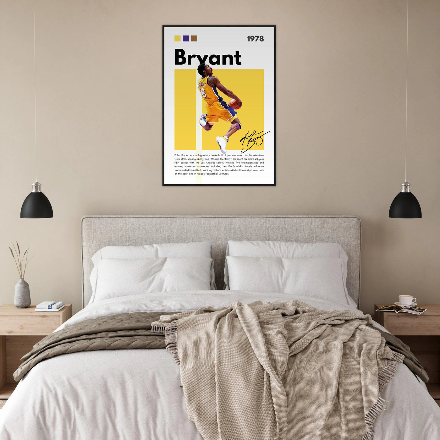 Kobe Bryant Number 24 Lakers Modern Print Vibrantwalls