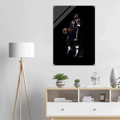 Basketball Player Dynamic Acrylic Print – Vibrant, Modern Wall Art for Sports Fans - Vibrantwalls