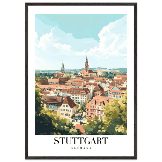 Stuttgart Germany Framed Poster – Vintage European Cityscape Wall Art with Customizable Wooden Frame - Vibrantwalls