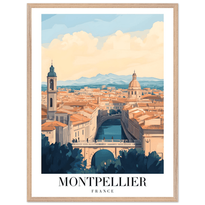 Montpellier France Framed Poster – Vintage Travel Wall Art with Wooden Frame - Vibrantwalls