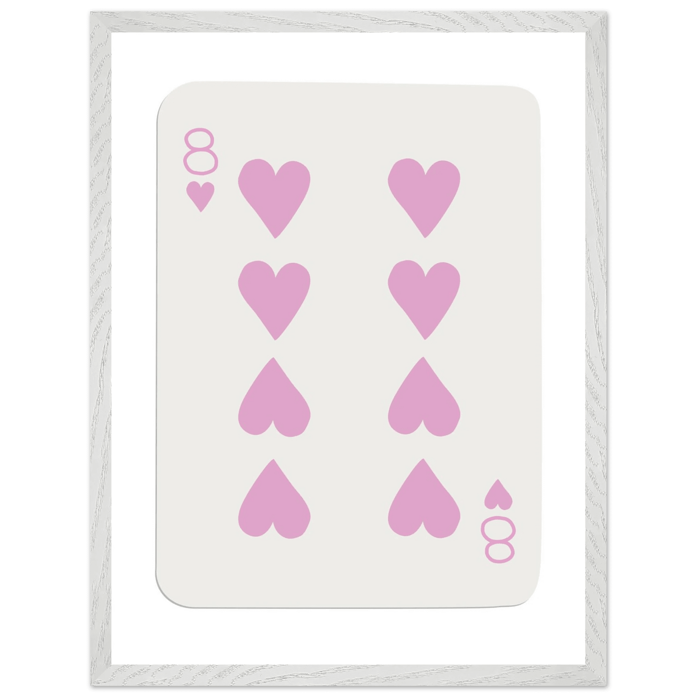 Minimalist Eight of Hearts Poker Card Print - Mounted Framed Art in Eco-Friendly Wood Frame - Vibrantwalls