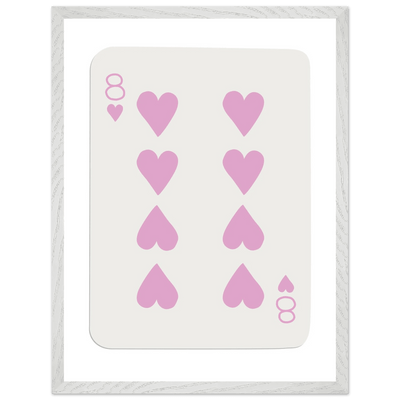 Minimalist Eight of Hearts Poker Card Print - Mounted Framed Art in Eco-Friendly Wood Frame - Vibrantwalls