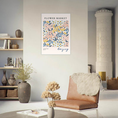 Flower Market Beijing Framed Poster – Whimsical Floral Art Print in Pastel Hues | Ready-to-Hang Wall Decor - Vibrantwalls