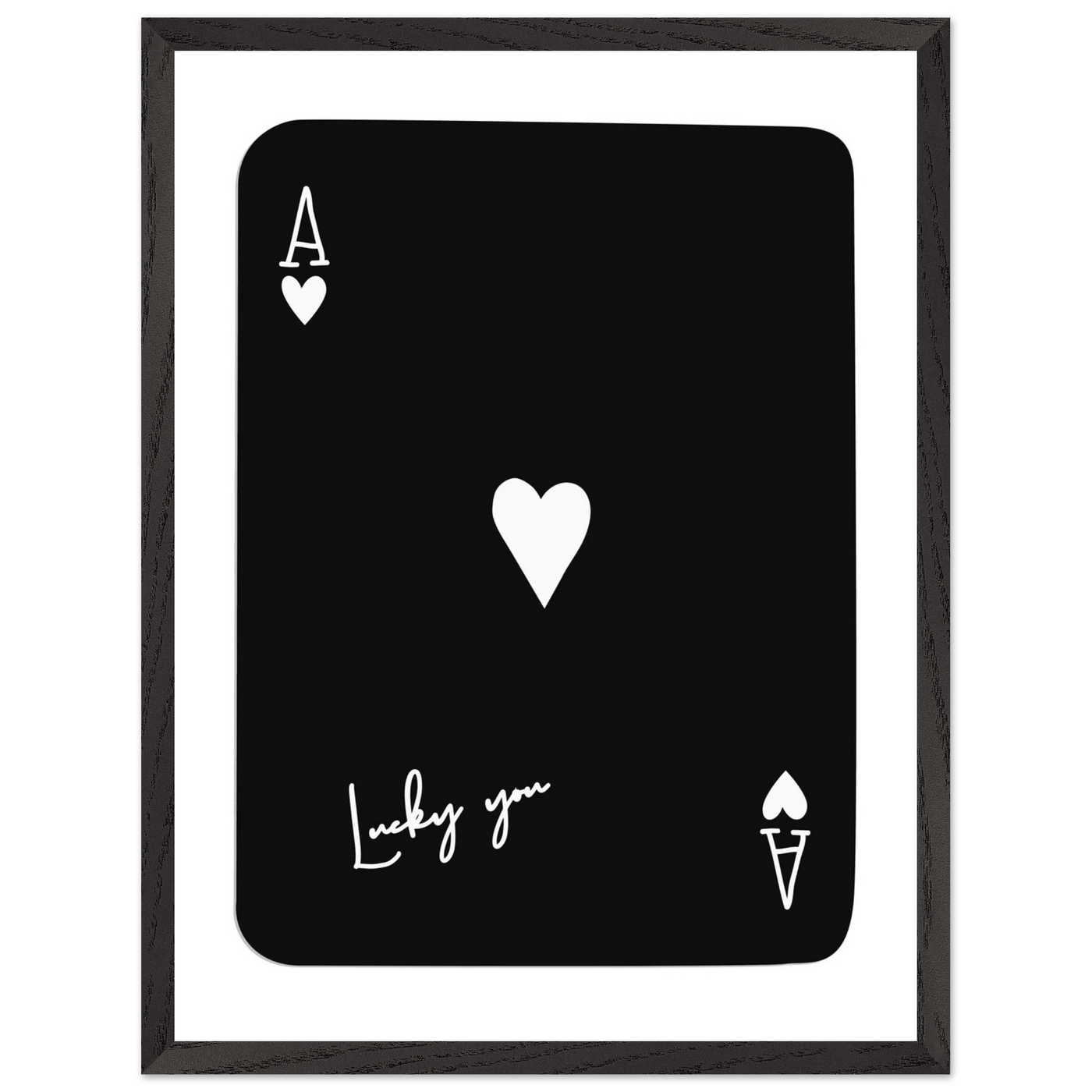 Minimalist Ace of Hearts Poker Card Print - Lucky You Framed Poster Art, Eco-Friendly Wood Frame - Vibrantwalls