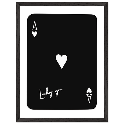 Minimalist Ace of Hearts Poker Card Print - Lucky You Framed Poster Art, Eco-Friendly Wood Frame - Vibrantwalls