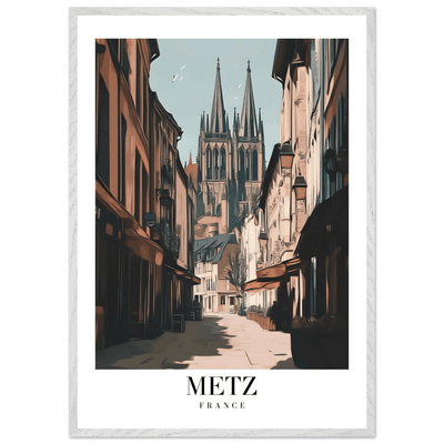 Metz France Framed Poster – Vintage European Cityscape Wall Art with Customizable Wooden Frame - Vibrantwalls