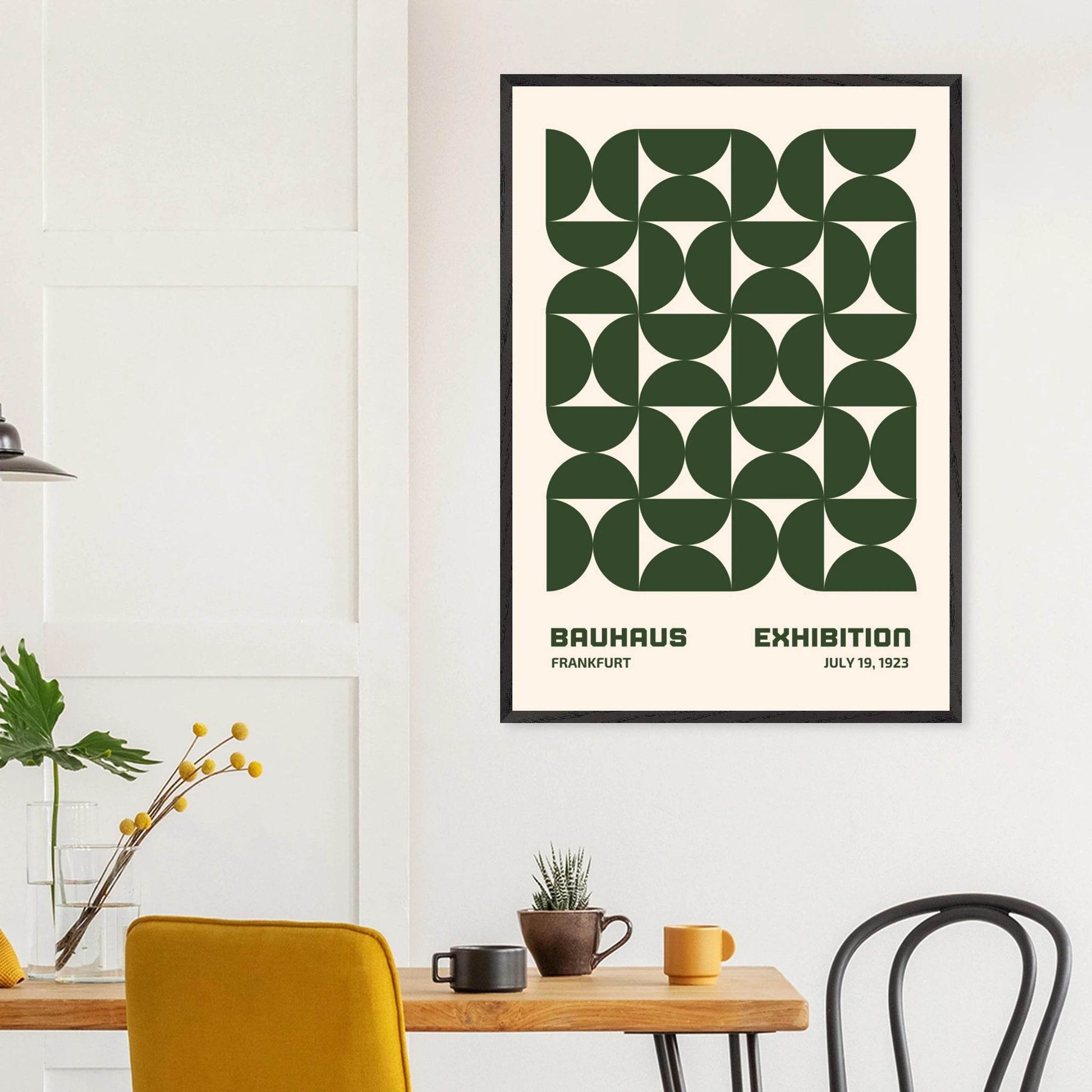 Bauhaus Forest Green Cream Movement Style Design Wall Art - Vibrantwalls