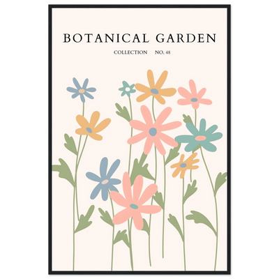 Botanical Garden Framed Poster – Whimsical Pastel Floral Art Print | Ready-to-Hang Wall Decor - Vibrantwalls