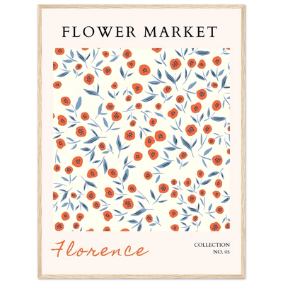 Florence Flower Market Art Print – Vibrant Orange Poppies & Blue Leaves | Framed & Ready-to-Hang Wall Art - Vibrantwalls