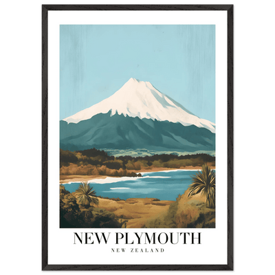 New Plymouth New Zealand Framed Poster – Vintage Mount Taranaki Travel Art - Vibrantwalls