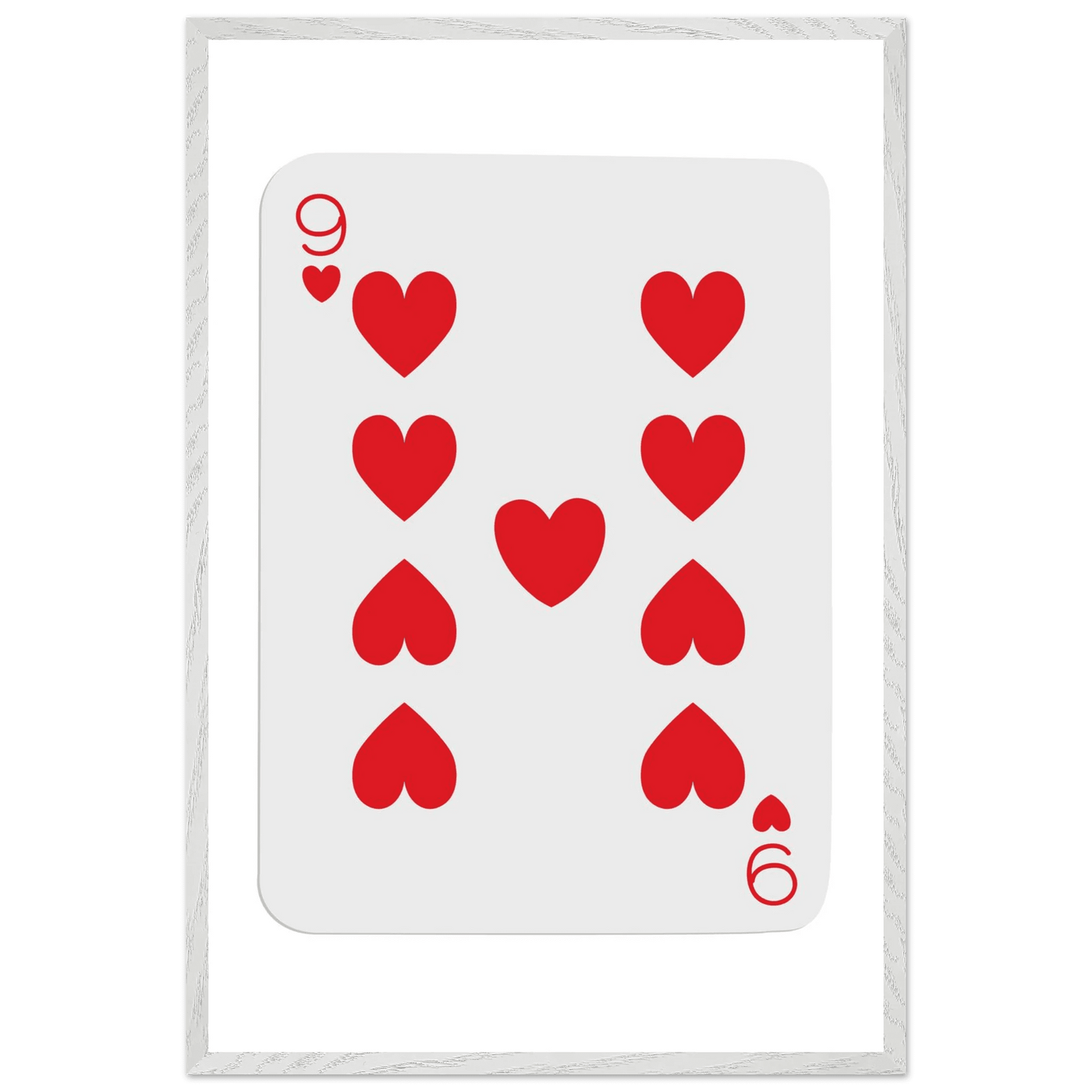 Bold Nine of Hearts Poker Card Print - Eco-Friendly Framed Poster Art in Your Choice of Frame & Size - Vibrantwalls