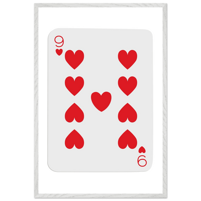 Bold Nine of Hearts Poker Card Print - Eco-Friendly Framed Poster Art in Your Choice of Frame & Size - Vibrantwalls