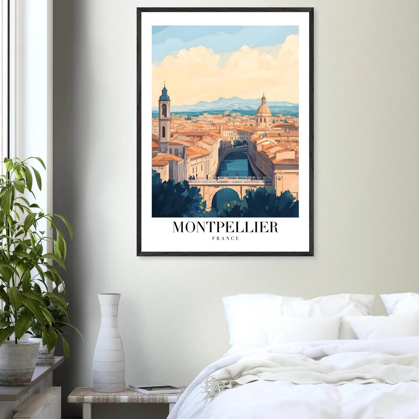 Montpellier France Framed Poster – Vintage Travel Wall Art with Wooden Frame - Vibrantwalls