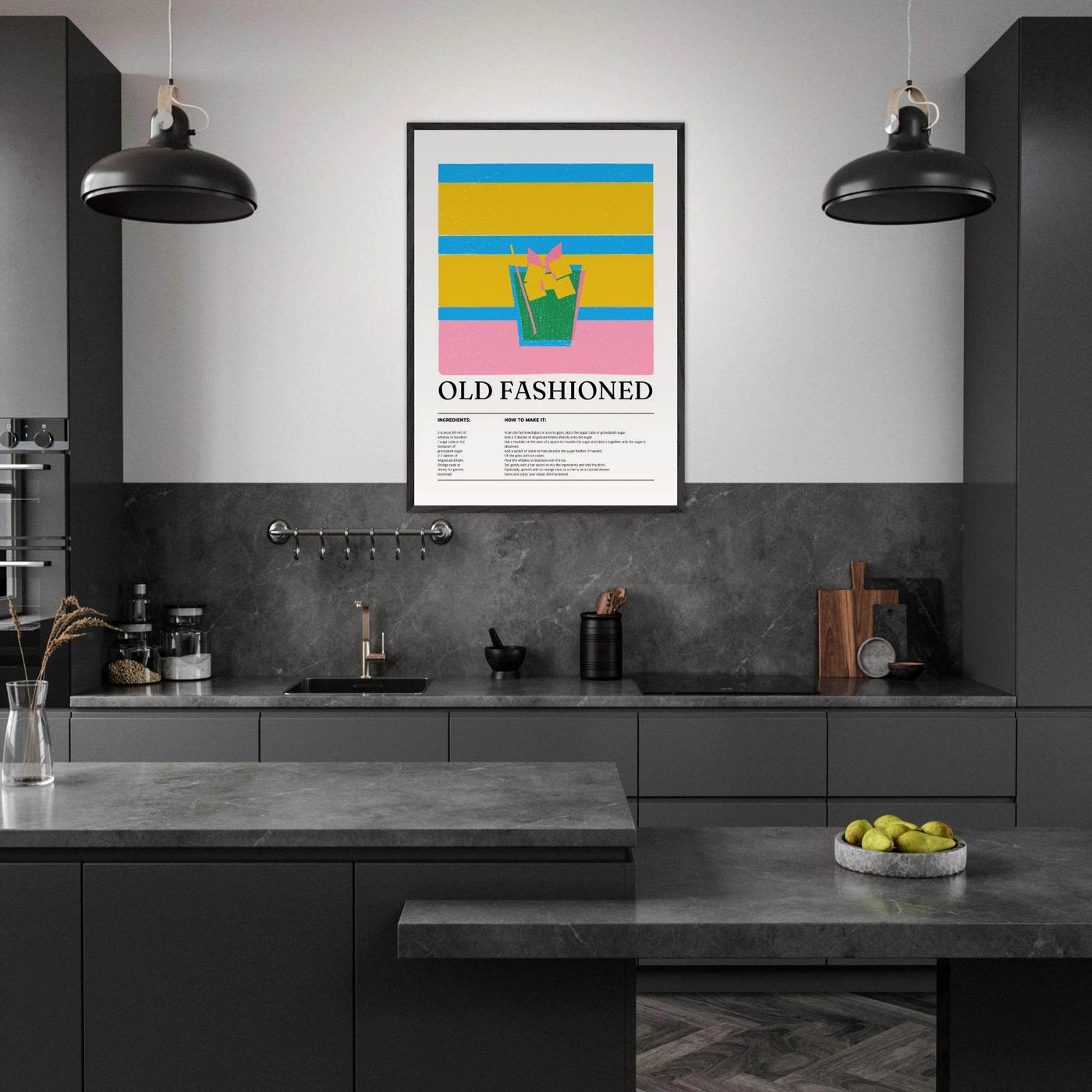 Old Fashioned Cocktail Recipe Art Print - Vibrantwalls