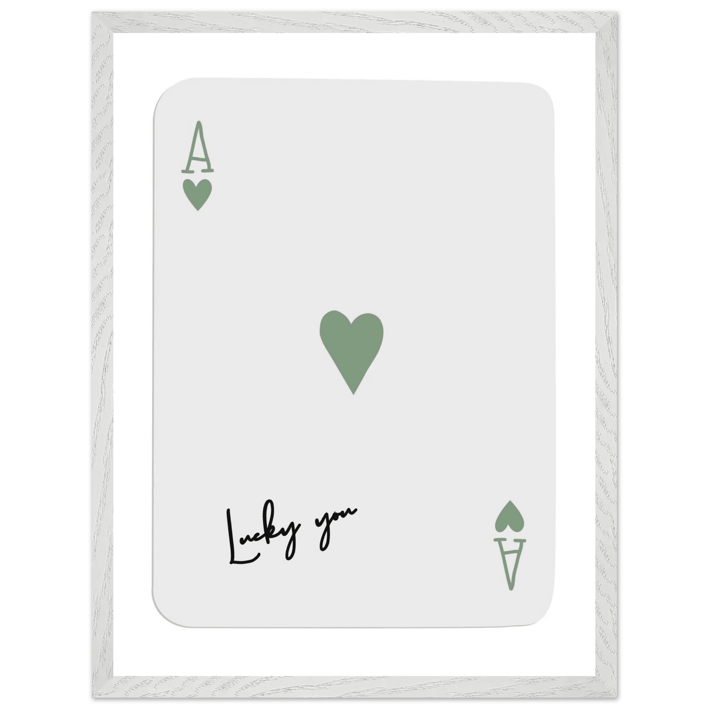 Lucky You Ace of Hearts Poker Card Print - Mounted Framed Poster Art, Eco-Friendly Wood Frame - Vibrantwalls