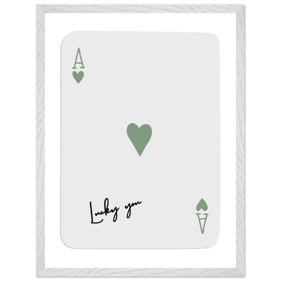 Lucky You Ace of Hearts Poker Card Print - Mounted Framed Poster Art, Eco-Friendly Wood Frame - Vibrantwalls