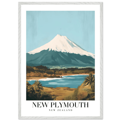 New Plymouth New Zealand Framed Poster – Vintage Mount Taranaki Travel Art - Vibrantwalls