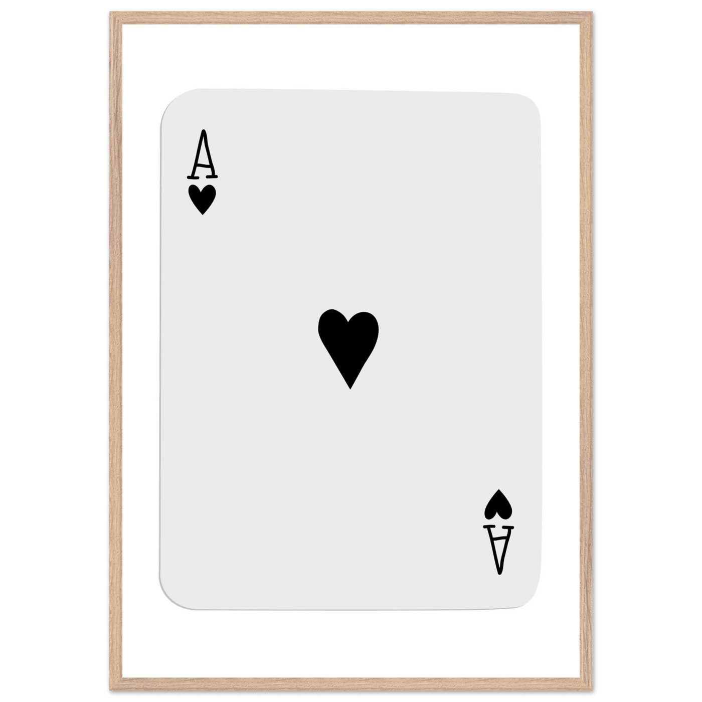 Ace of Hearts Minimalist Poker Card Art - Eco-Friendly Mounted Framed Poster, Choice of Frame Finish & Size - Vibrantwalls