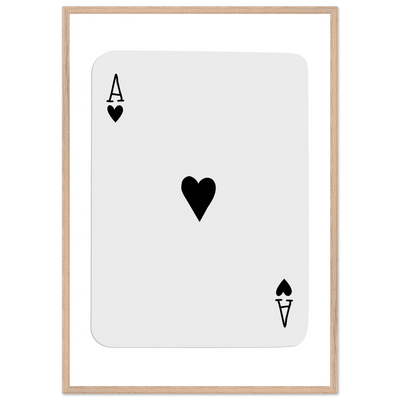 Ace of Hearts Minimalist Poker Card Art - Eco-Friendly Mounted Framed Poster, Choice of Frame Finish & Size - Vibrantwalls