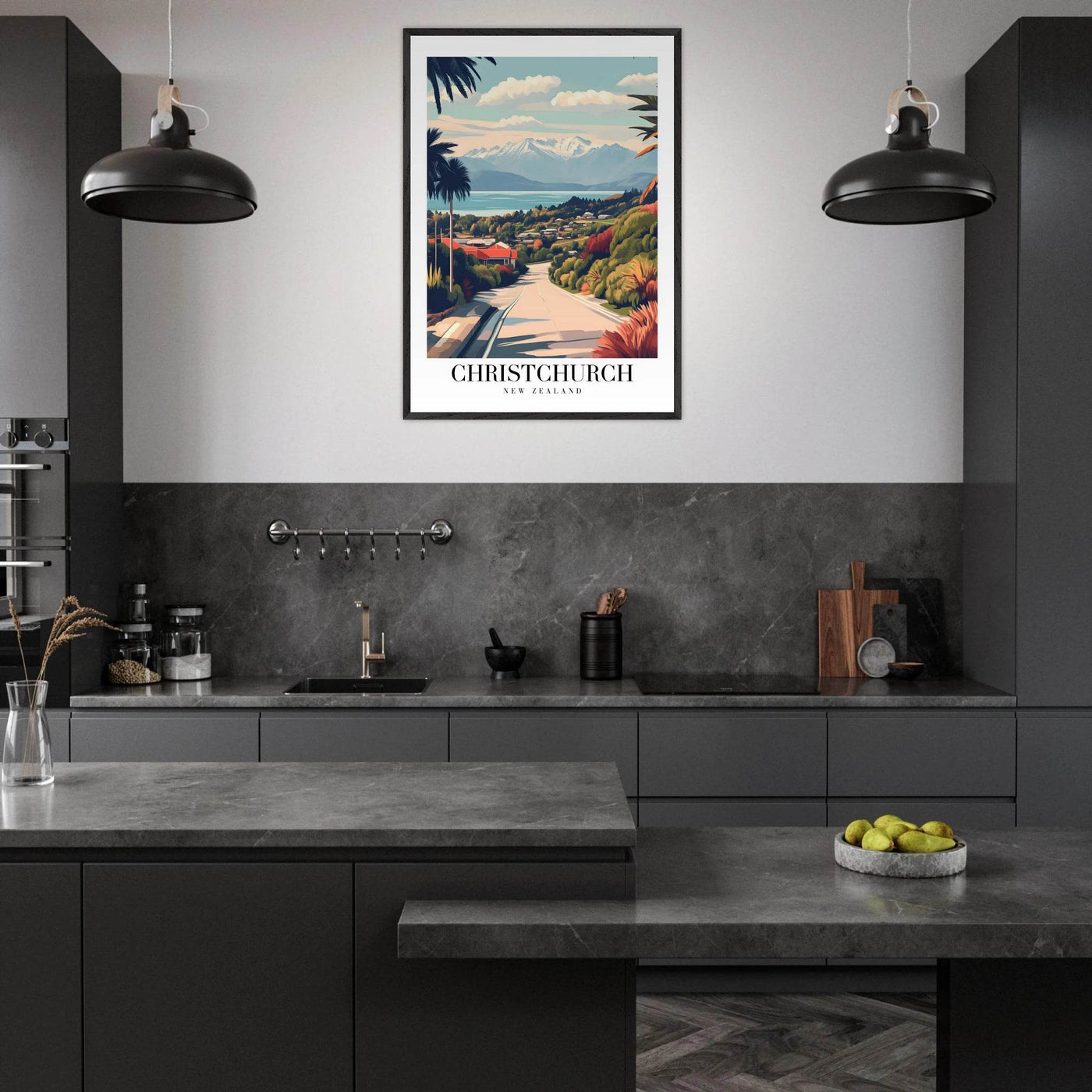 Christchurch New Zealand Framed Poster – Vintage Travel Wall Art with Wooden Frame - Vibrantwalls