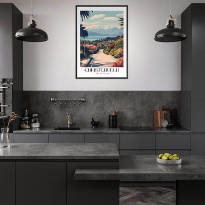 Christchurch New Zealand Framed Poster – Vintage Travel Wall Art with Wooden Frame - Vibrantwalls