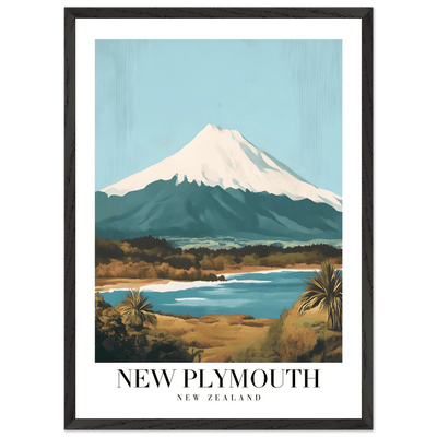 New Plymouth New Zealand Framed Poster – Vintage Mount Taranaki Travel Art - Vibrantwalls