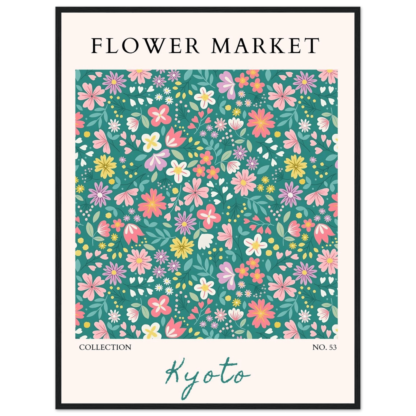 Kyoto Flower Market Framed Poster – Whimsical Floral Art Print for a Touch of Spring | Ready-to-Hang Decor - Vibrantwalls