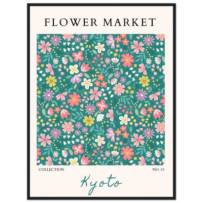 Kyoto Flower Market Framed Poster – Whimsical Floral Art Print for a Touch of Spring | Ready-to-Hang Decor - Vibrantwalls