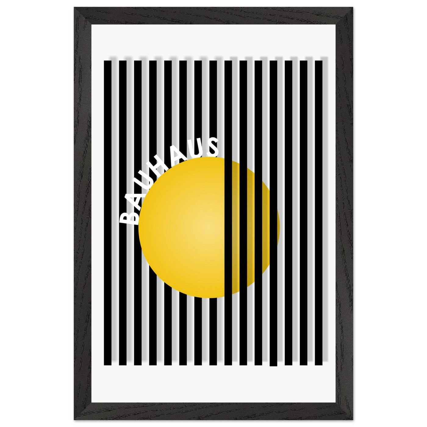 Bauhaus Yellow Circle Wall Art with Modern Stripes - Vibrantwalls