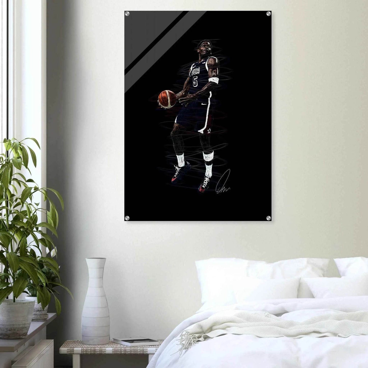 Basketball Player Dynamic Acrylic Print – Vibrant, Modern Wall Art for Sports Fans - Vibrantwalls
