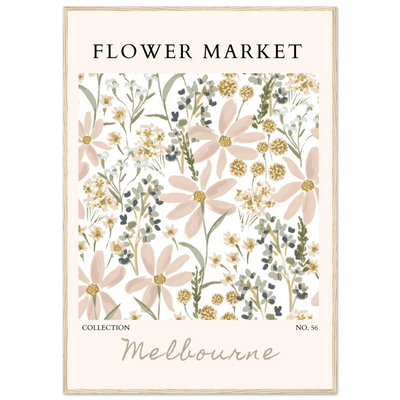 Flower Market Melbourne Framed Poster – Blush Floral & Sage Green Art Print | Ready-to-Hang Wall Decor - Vibrantwalls