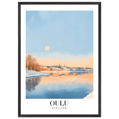 Oulu Finland Framed Poster – Serene Winter Sunset Wall Art with Wooden Frame - Vibrantwalls