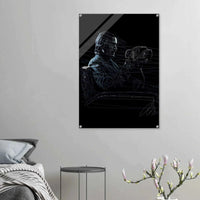 John Wick Dog Wall Decor – Abstract Acrylic Print, Modern Line Art, Glossy Finish, Iconic Duo Wall Decor - Vibrantwalls