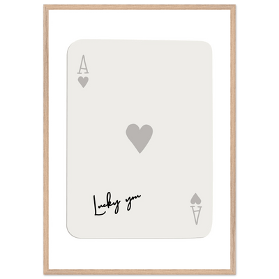 Lucky You Ace of Hearts Poker Card Print - Framed Eco-Friendly Wood Poster Art for Game Lovers - Vibrantwalls