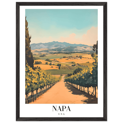 Napa Valley Vineyard Framed Poster – Vintage Travel Wall Art with Wooden Frame - Vibrantwalls