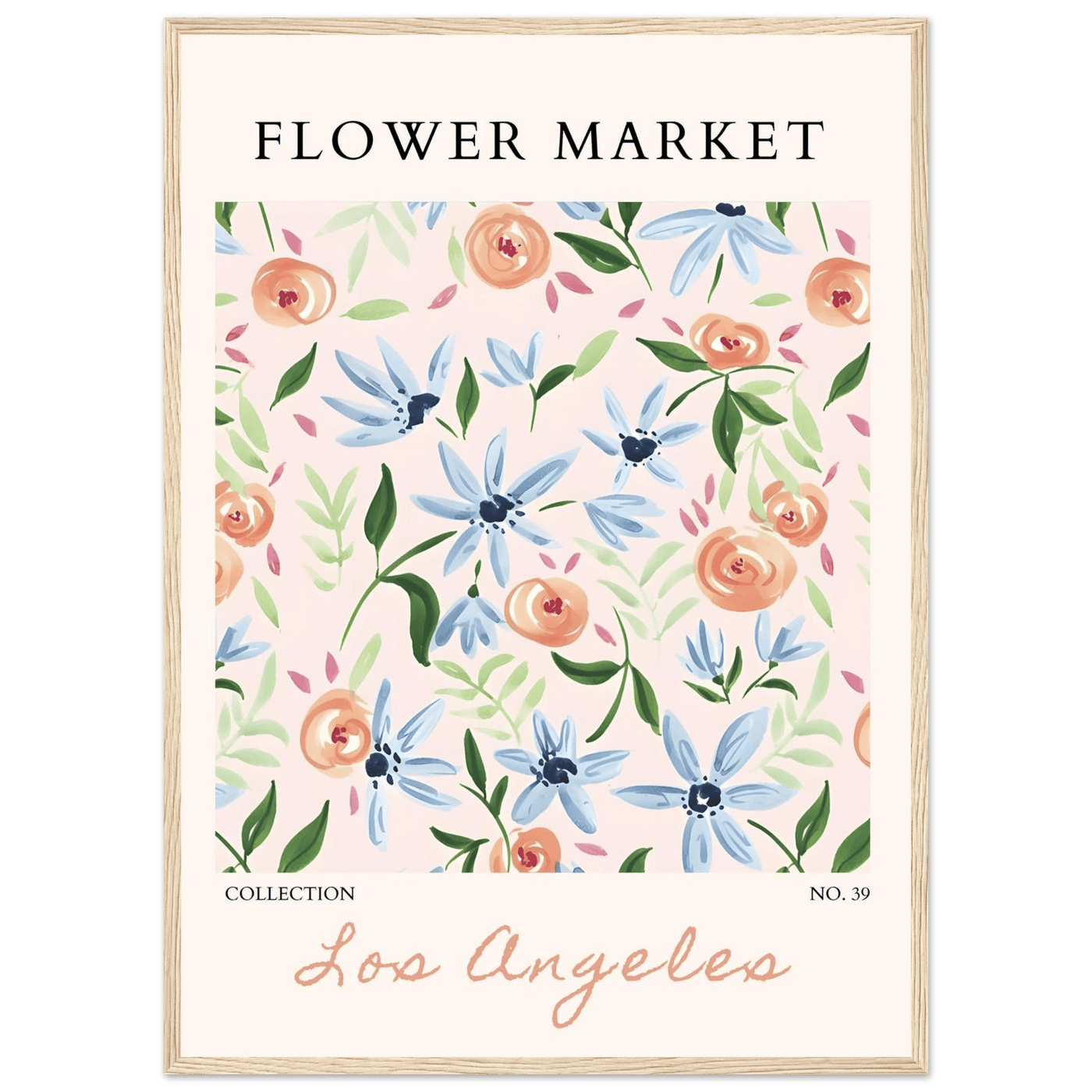 Abstract Floral Framed Poster – Pastel Blossom & Leaf Art Prints | Ready-to-Hang Wall Decor - Vibrantwalls