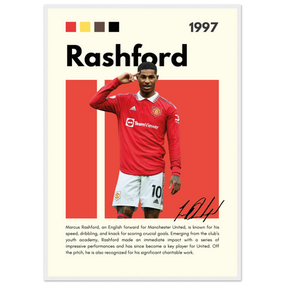 Marcus Rashford Manchester United Soccer Framed Poster – Iconic Red Devil Art Print A1 (59.4 x 84.1 cm) White frame Vibrantwalls