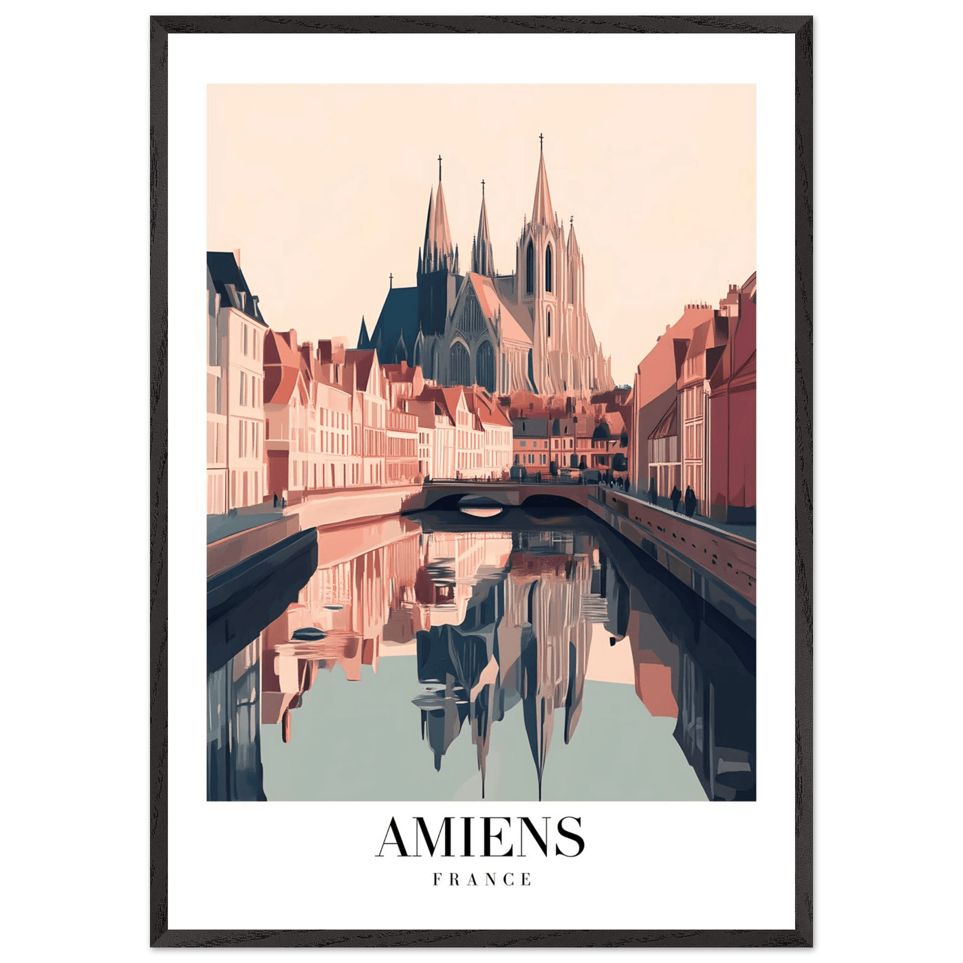 Amiens France Framed Poster – Vintage Travel Wall Art with Wooden Frame - Vibrantwalls