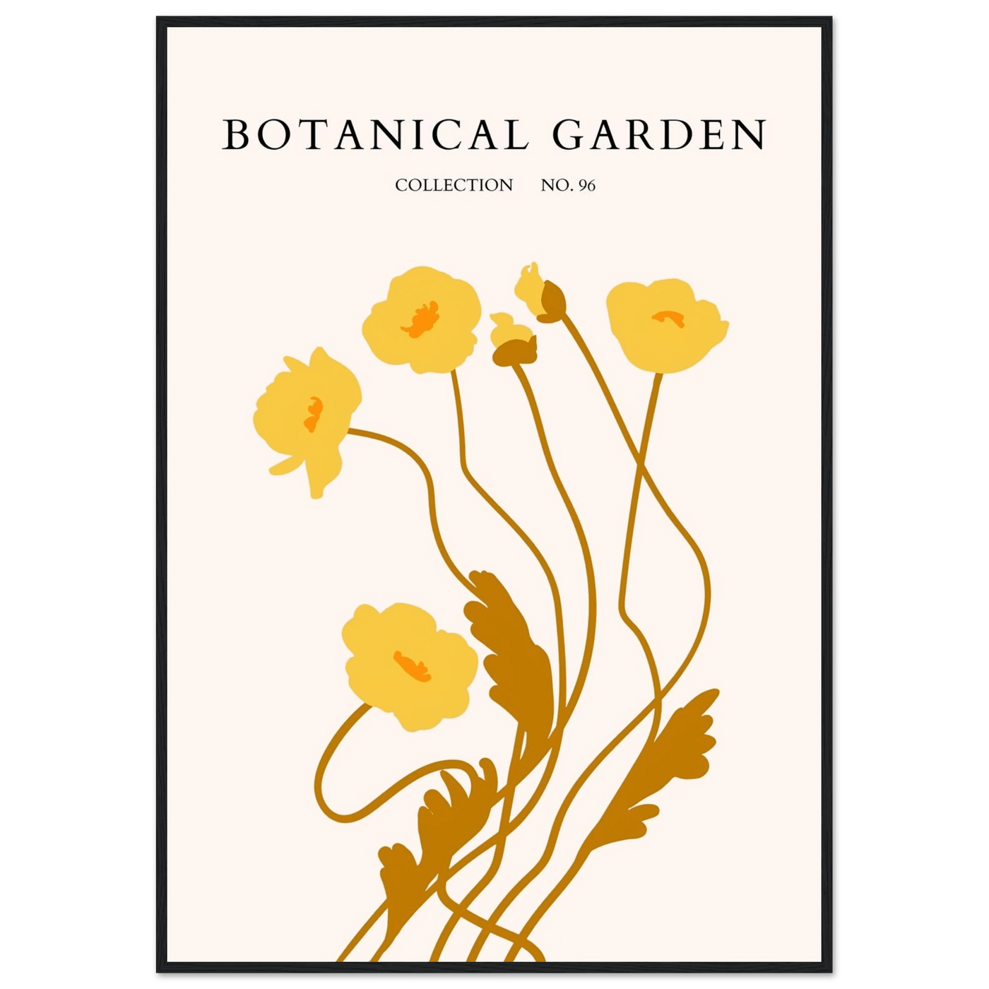 Botanical Garden Framed Art Print – Golden Poppies Abstract Wall Decor | Ready-to-Hang Nature Collection - Vibrantwalls