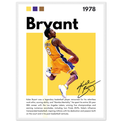 Kobe Bryant Number 24 Lakers Modern Print 45x60 cm 18x24″ White frame Vibrantwalls