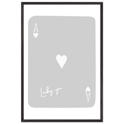 Lucky You Ace of Hearts Poker Card Art Print - Minimalist Framed Poster, Eco-Friendly Wood Frame - Vibrantwalls
