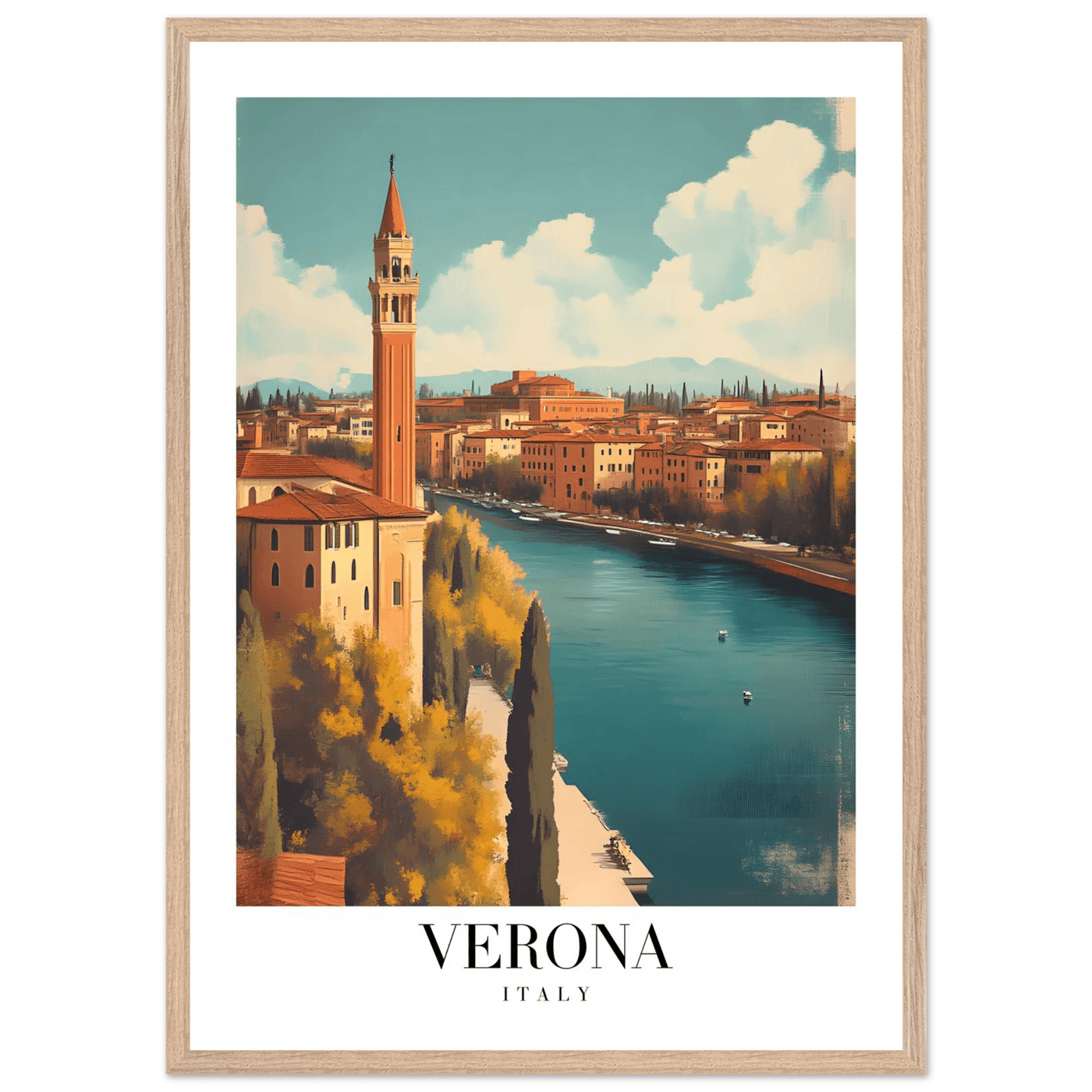 Verona Italy Framed Poster – Vintage Italian Travel Wall Art with Wooden Frame - Vibrantwalls