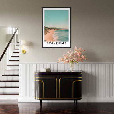 Santa Barbara USA Framed Poster – Pastel Beach Travel Wall Art in Your Choice of Frame - Vibrantwalls