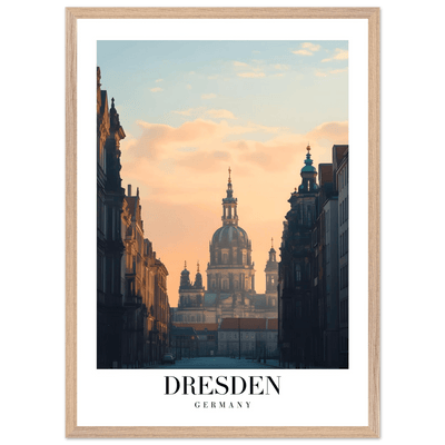 Dresden Germany Framed Poster – Warm Sunset Cityscape Wall Art with Wooden Frame Options - Vibrantwalls