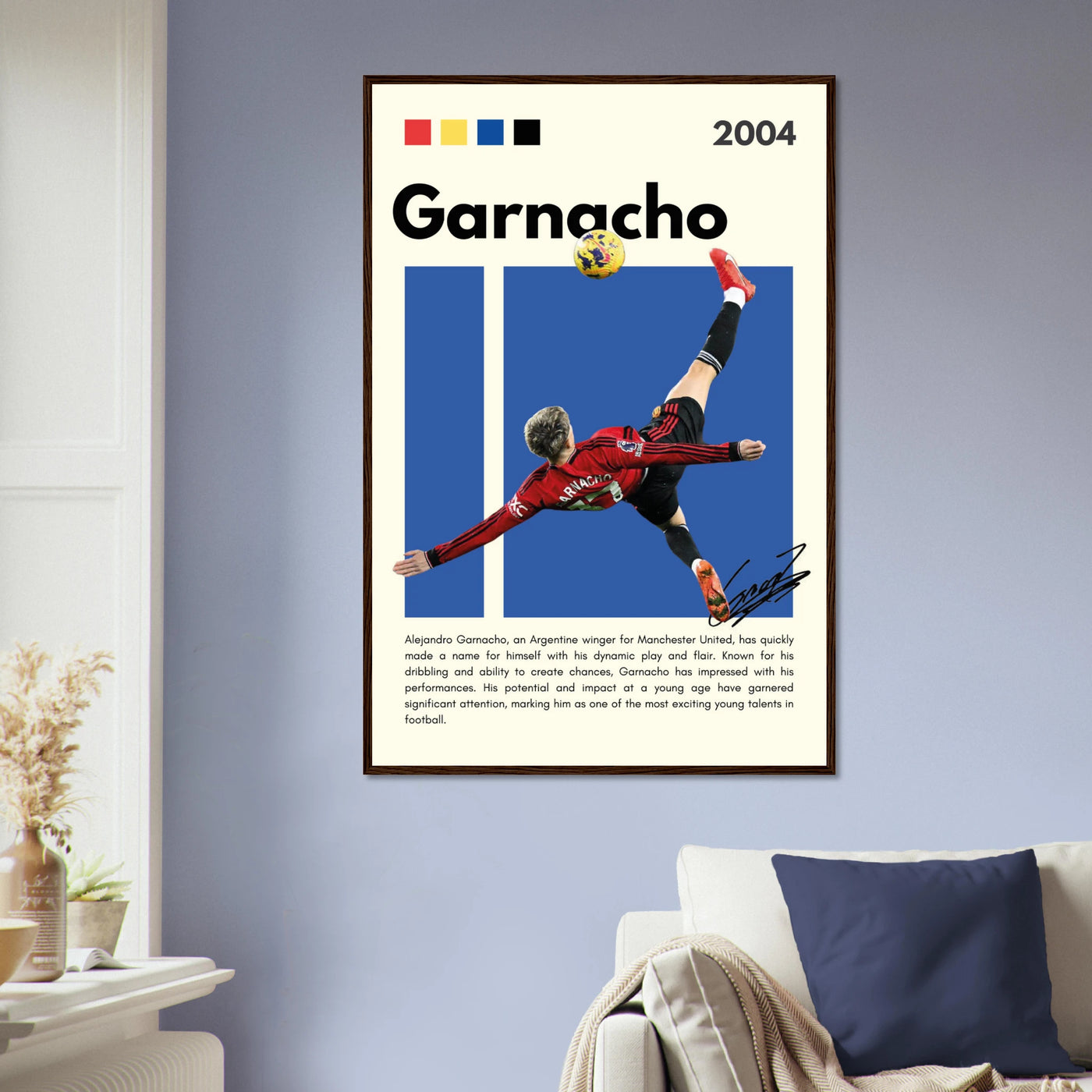 Alejandro Garnacho Manchester United Dynamic Football Poster Vibrantwalls